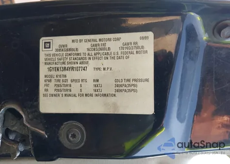 2000 Cadillac Escalade Standard from USA, damaged, VIN 1GYEK13R4YR107747